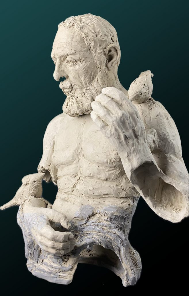 François parlant aux oiseaux - terre crue